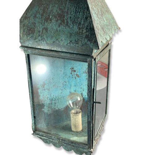 282 - Late Georgian / Victorian painted Tole corner Lantern. Converted to electric.
Approx 69cm Tall