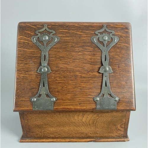 250 - Antique Art Nouveau metal mounted Oak Stationery box.
Stationery box - 23cm Tall