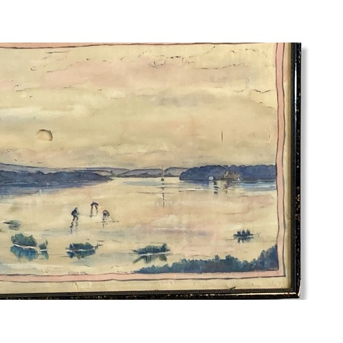 292 - Chinese Hand painted on Silk landscape painting .43 x 33cm (incl frame)