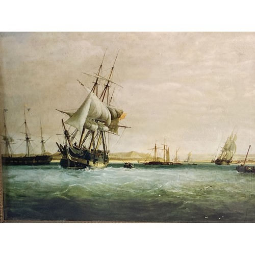 296 - Antique Seascape print in Gilt Gesso frame.
48 x 58.5 cm