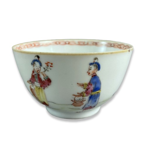 187 - Three Qianglong Chinese export porcelain famille rose teabowls and saucer.
Largest bowl - 4.5 x 8.5c... 