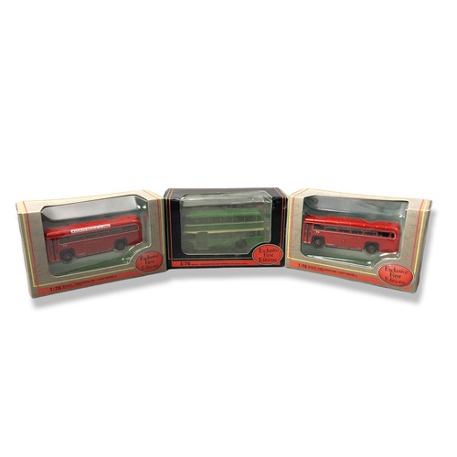 156 - A collection of boxed model buses. Including examples by Gilbow & Creative masters. A boxed London T... 