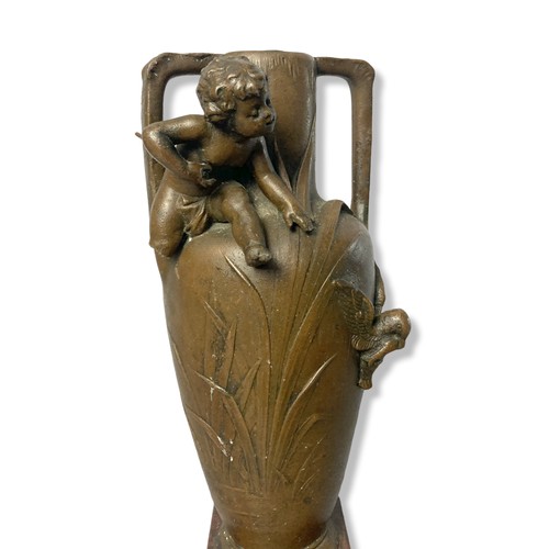 337 - Signed W. Herring Art Nouveau vase together with a Spelter 