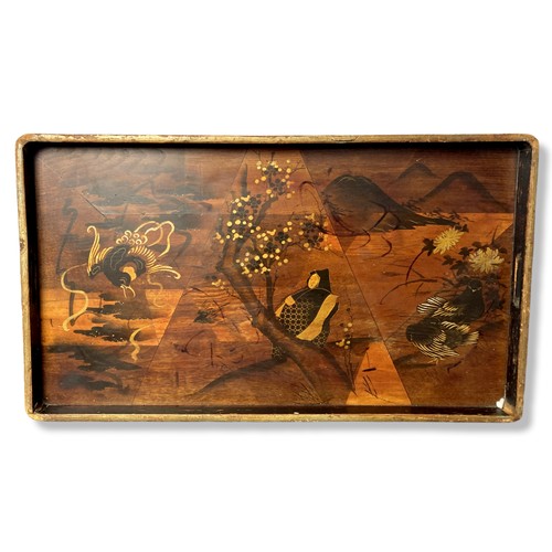 356 - A carved Chinese lacquered wood tray together with a Japanese example.
Japanese tray - 60 x 34.5 cm