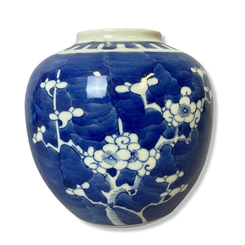 195 - Two 19th-century Chinese Prunus pattern porcelain ginger jars.
Tallest - 15cm