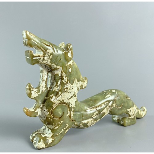 80 - Two Chinese Jade/hardstone carved Dragon & Bird of prey.
Dragon measures 14cm long.