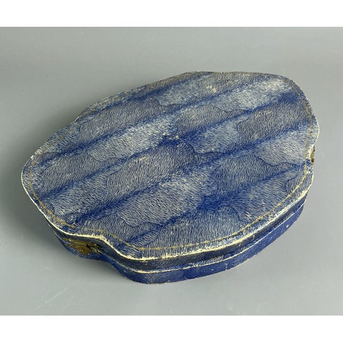 173 - Complete Art Deco Celluloid Dresser Manicure set.  In original leather effect box with mottled blue ... 