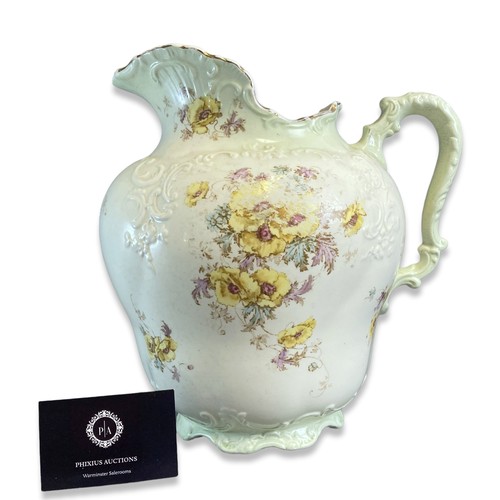 89 - Large Victorian Bishop & Stonier wash Jug.  Decorated with sprays of floral sprays with stylised rel... 