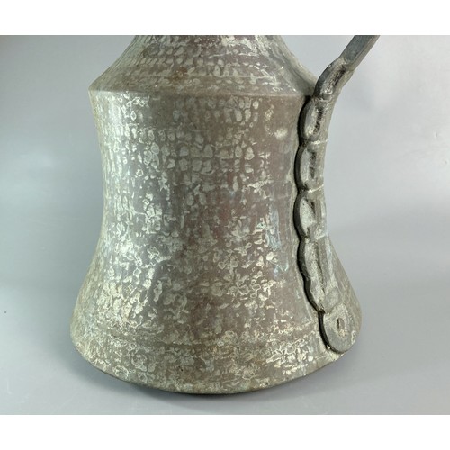 344 - Very large 19th-Century Middle Eastern Tinned Copper Water Jug/ Pitcher. Mamaluke style. With metal ... 