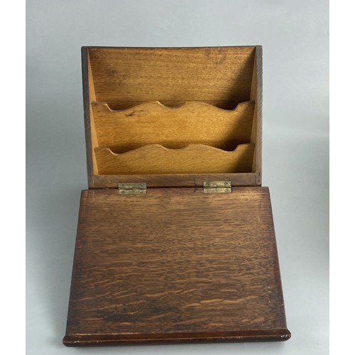 363 - Antique Art Nouveau metal mounted Oak Stationery box.
Stationery box - 23cm Tall