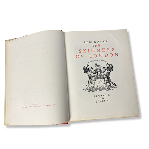 376 - Vintage Records of the Skinnersof London Book.
From Edward I to James I. Dated 1933.
Printed & produ... 