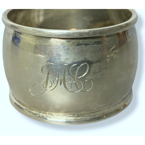 47 - A collection of miscellaneous Silver objects, including napkin ring, bangles & chains etc.
Approx. w... 