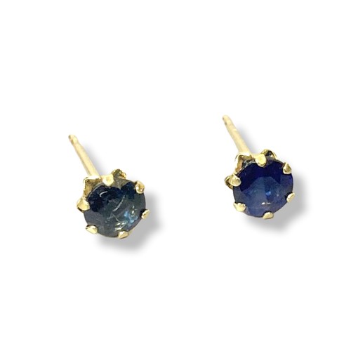 24 - A pair of 14CT gold & Sapphire earrings.