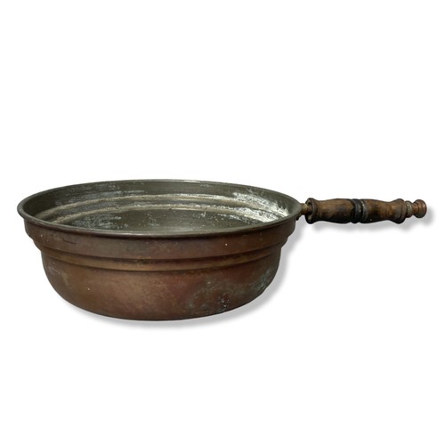 349 - A collection of Eastern copper items. Including an Iranian large pan, engraved pot and ceramic inter... 