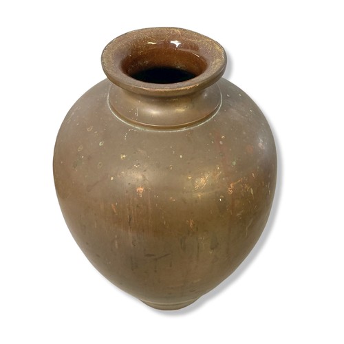 349 - A collection of Eastern copper items. Including an Iranian large pan, engraved pot and ceramic inter... 