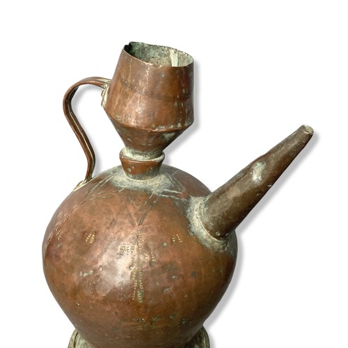 352 - Two Middle Eastern copper jugs.
33cm tall.