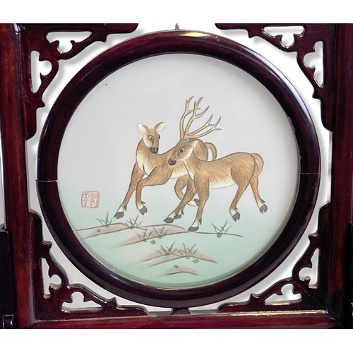 357A - Vintage Chinese hand-embroidered Silk panel in wooden frame.