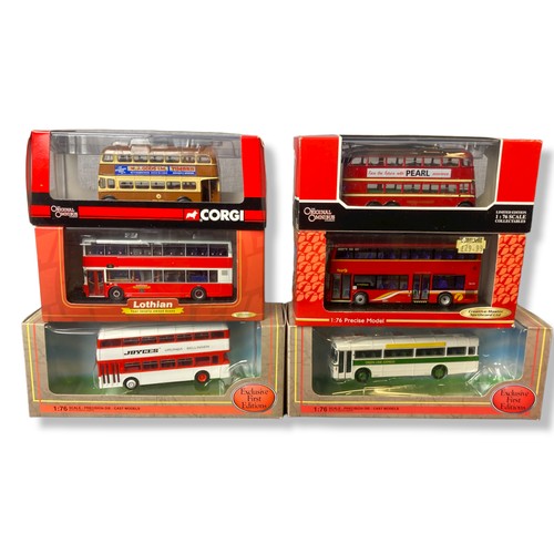 97 - A collection of 1:76 scale model buses. Including Corgi, Creative masters and Gilbow.