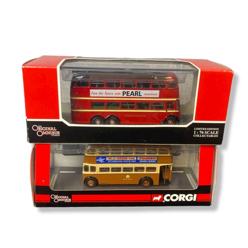 97 - A collection of 1:76 scale model buses. Including Corgi, Creative masters and Gilbow.