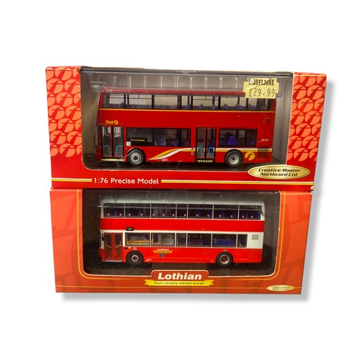 97 - A collection of 1:76 scale model buses. Including Corgi, Creative masters and Gilbow.