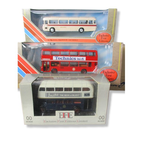 9 - A collection of 6 Diecast model buses. Including EFE & Lledo trackside, Corgi collector club.