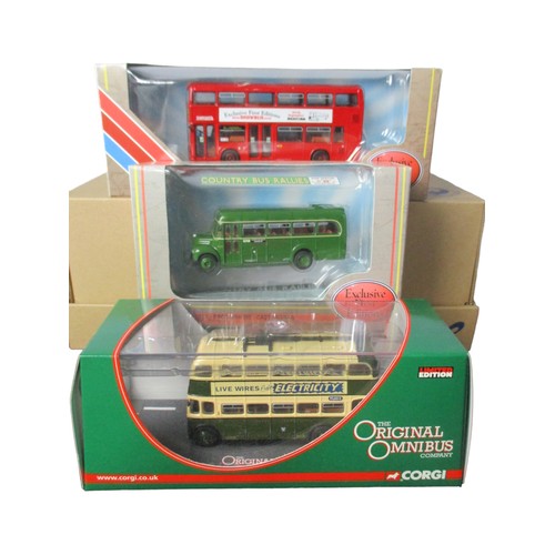 13 - A collection of 6 Diecast model buses. Including EFE & Lledo trackside, Corgi collector club.