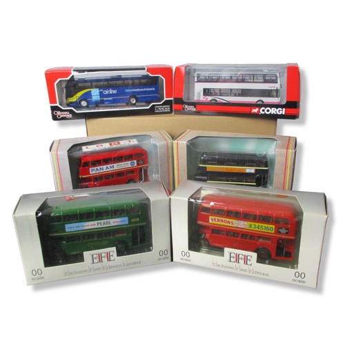 16 - A job lot of 6 Diecast model buses. Including EFE & Lledo trackside, Corgi collector club.