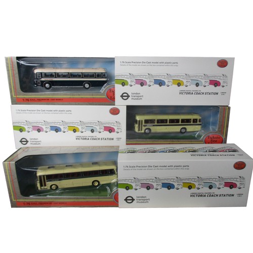 38 - A collection of 6 Diecast model buses. Gilbow Victoria Coach station and Corgi.