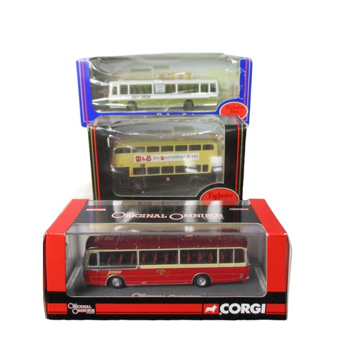 40 - A collection of 6 Corgi and Gilbow EFE Diecast model buses. Boxed. 1:76 scale.