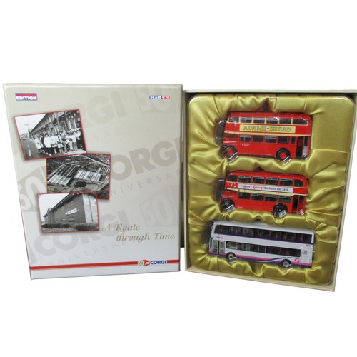 50 - A collection of Six boxed diecast model buses. 1:76 scale.