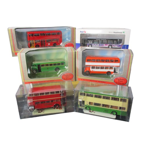 64 - A collection of Six Diecast model buses.1:76 scale.