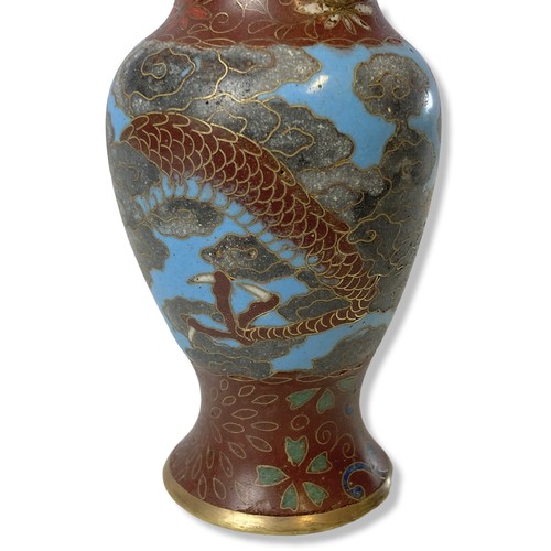 117 - A Meiji period Japanese Cloisonne Dragon decorated miniature vase. 
10.5cm Tall.