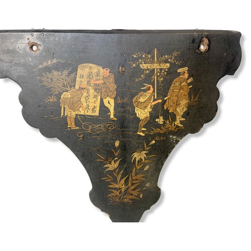 123 - A 19th-century Japanned Lacquer wall shelf / bracket.
28 x 33cm