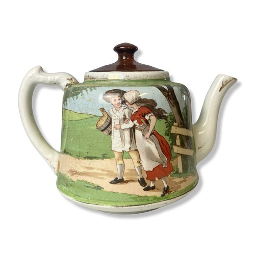 72 - A Staffordshire Benthall Salopian 'Jack & Jill' teapot.