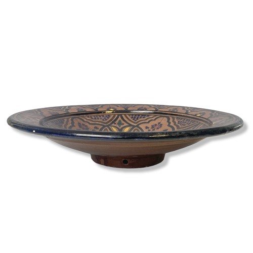 73 - A large Moroccan Safi pottery dish and vase. 
Dish - 33cm Diameter