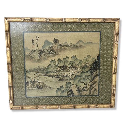 348 - A pair of vintage hand-painted Chinese Watercolour landscape scenes. 
31 x 26cm (incl frame)