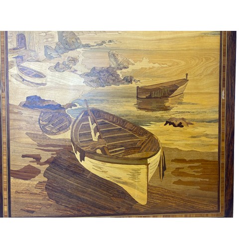 296 - A vintage Italian Sorrento ware Inlaid wooden picture. Depicting Amalfi coast scene.
51.5 x 64cm