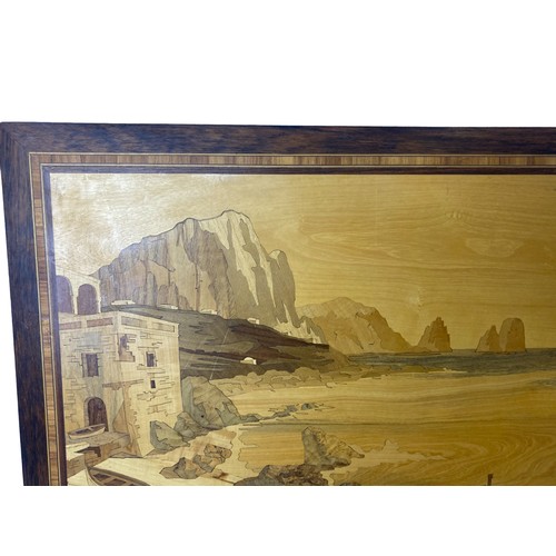 296 - A vintage Italian Sorrento ware Inlaid wooden picture. Depicting Amalfi coast scene.
51.5 x 64cm