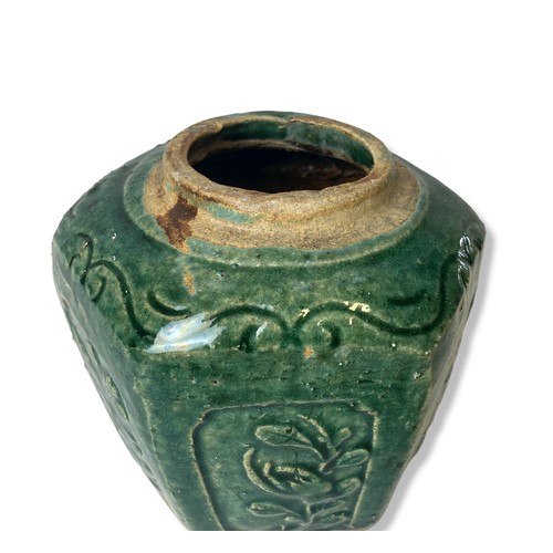 206 - Antique Chinese Shiwan hexagonal glazed Ginger jar, together with a large Rice pattern bowl.
Jar - 1... 