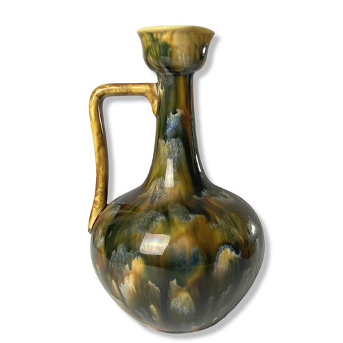 94 - Three Continental pottery jugs & vase. Including a 19th-century drip glaze Sarreguemines ewer and ye... 