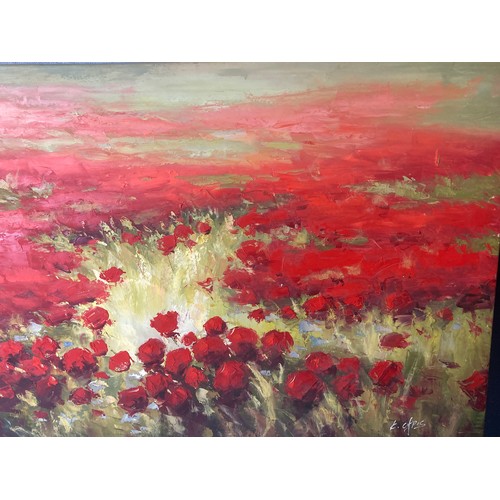 320 - A large, signed Oil on canvas of Poppies landscape.
60.5 x 122cm