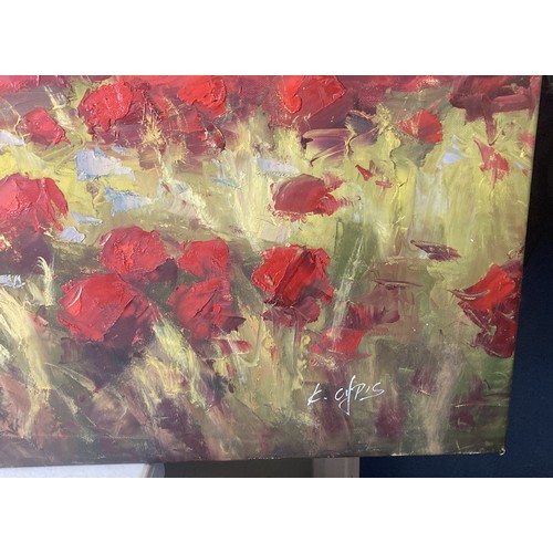 320 - A large, signed Oil on canvas of Poppies landscape.
60.5 x 122cm