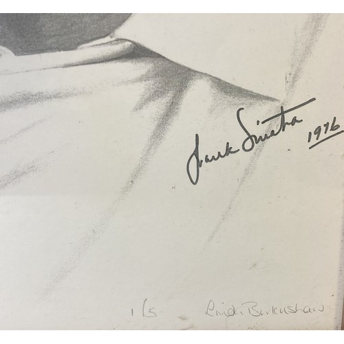 323 - A signed 1976 Linda Birkinshaw pencil drawing print of Frank Sinatra. Limited edition 1/5. 
54 x 41c... 