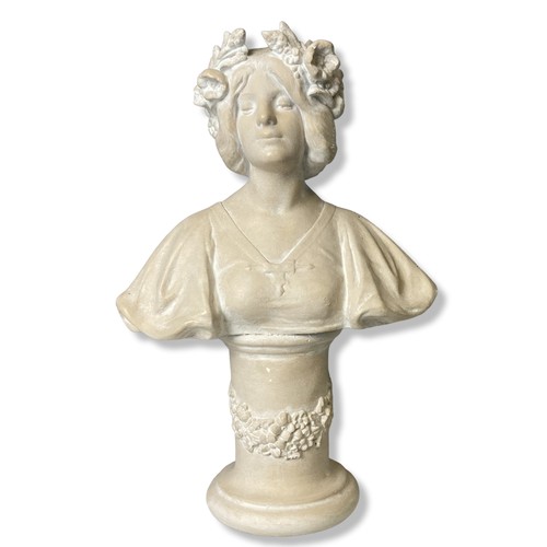 396 - A painted cast Plaster bust of a maiden.
34cm Tall