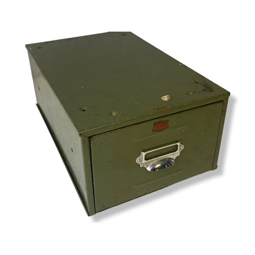 283 - A veteran series metal Index filing cabinet. Single drawer. 
17 x 26.5 x 40cm