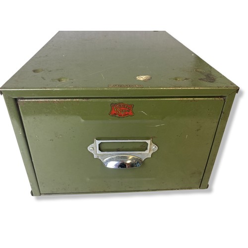 283 - A veteran series metal Index filing cabinet. Single drawer. 
17 x 26.5 x 40cm