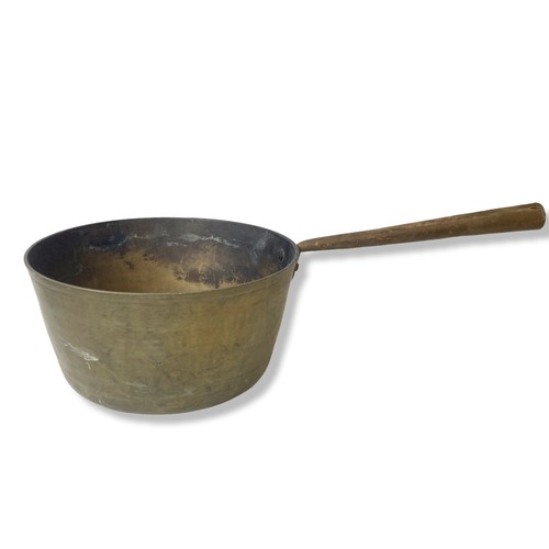 338 - A collection of 19th-century Brass & copper cookware. Including a tinned Copper Egg poacher, large b... 