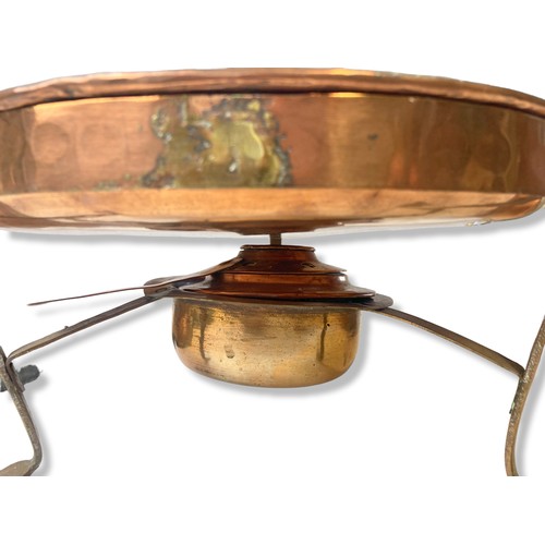 339 - A tinned Copper Chafing dish / Warmer Pan.  With brass handles. 
29cm Tall