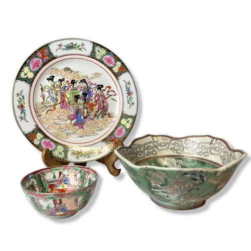 222 - A collection of Chinese & Japanese porcelain. Including three large Japanese dishes and three Chines... 