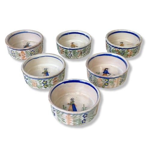 104 - A set of six Henriot Quimper hand painted Ramakin dishes.
2.5 x 7 cm